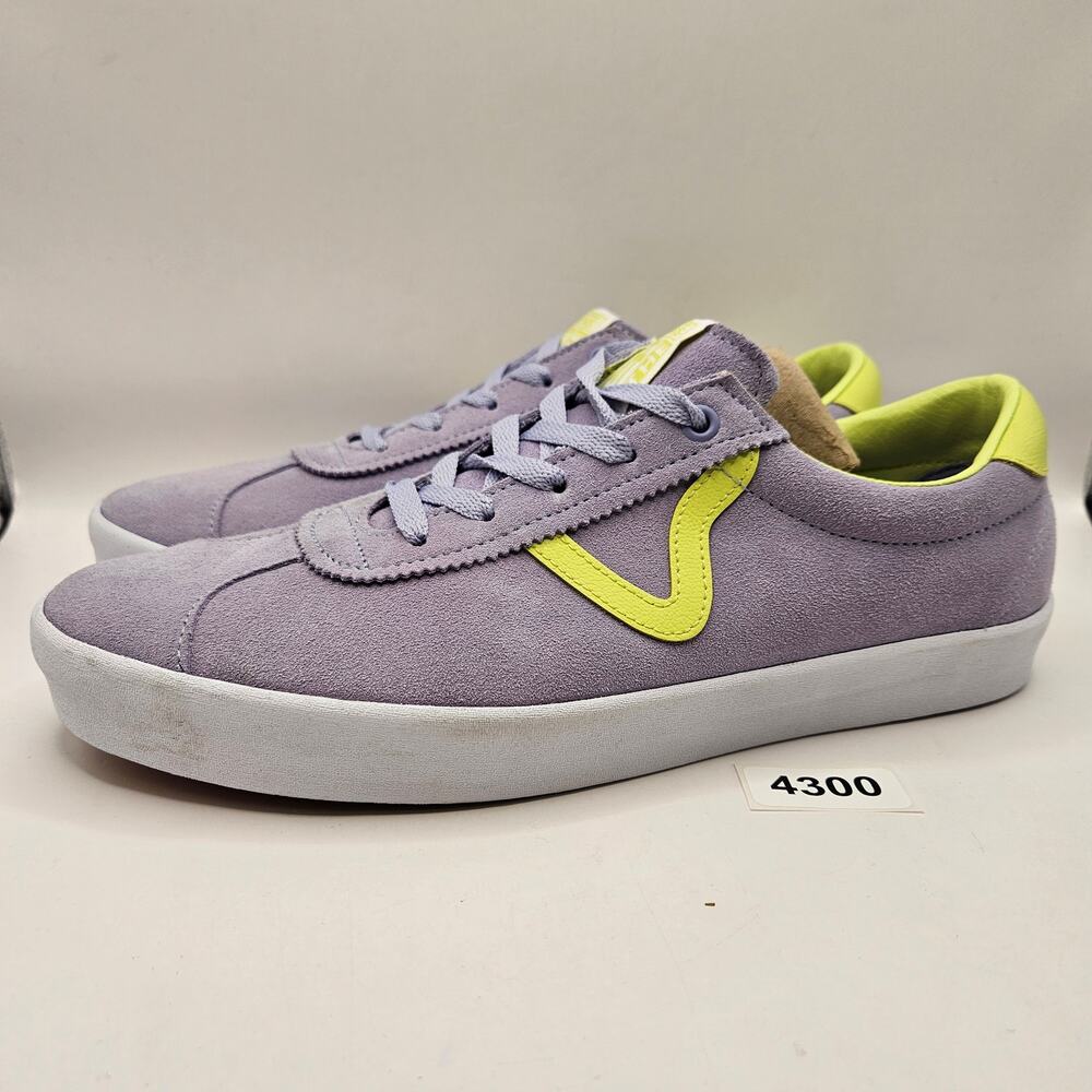 VANS MEN'S 10.5 SPORT SNEAKERS LAVENDER LIME GREEN SUEDE OFF THE WALL